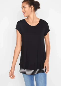 bonprix Bekleidung·Blazer|Umstandsmode^2-in-1 Umstands- und Stillshirt aus Viskose schwarz/weiß gestreift