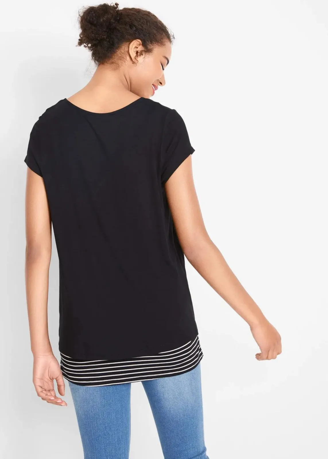 bonprix Bekleidung·Blazer|Umstandsmode^2-in-1 Umstands- und Stillshirt aus Viskose schwarz/weiß gestreift