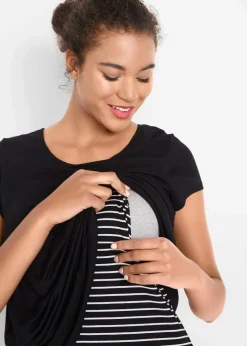 bonprix Bekleidung·Blazer|Umstandsmode^2-in-1 Umstands- und Stillshirt aus Viskose schwarz/weiß gestreift