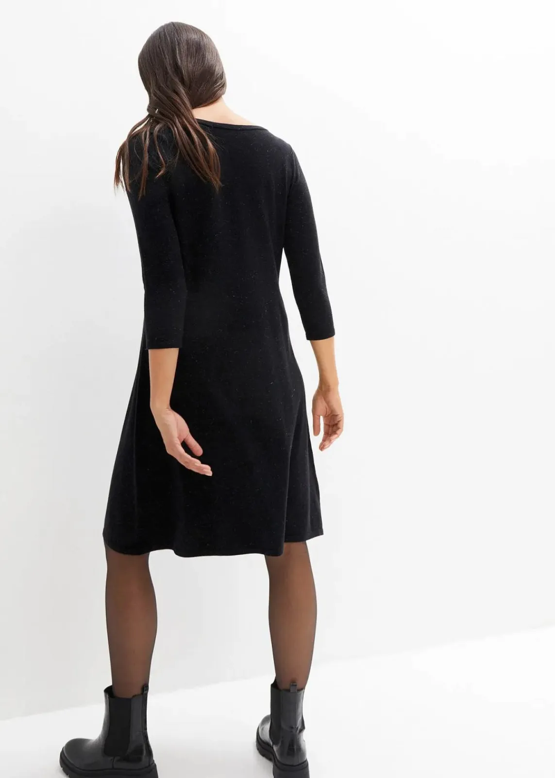 bonprix Bekleidung·Blazer|Umstandsmode^2-in-1 Umstands- und Stillstrickkleid mit Glanzgarn schwarz