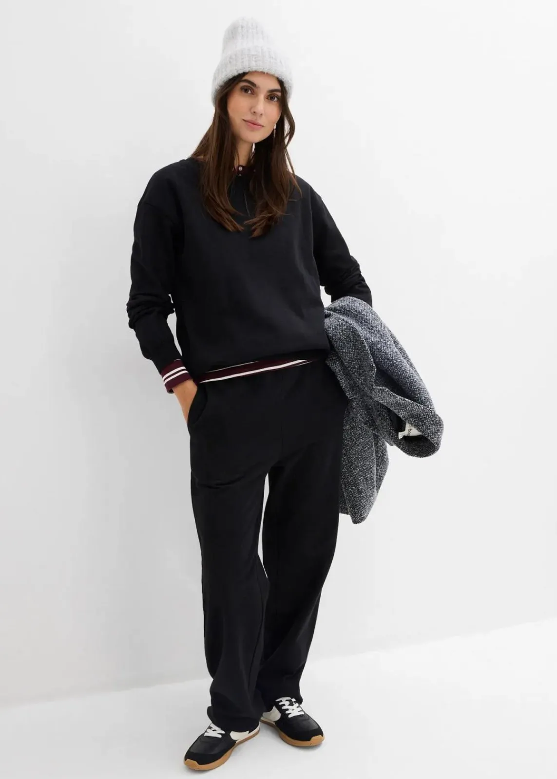 bonprix Bekleidung·Blazer|Umstandsmode^2-in-1 Umstands- und Still-Sweatshirt aus reiner Bio-Baumwolle schwarz