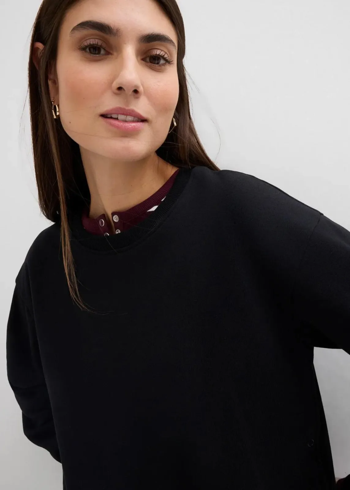 bonprix Bekleidung·Blazer|Umstandsmode^2-in-1 Umstands- und Still-Sweatshirt aus reiner Bio-Baumwolle schwarz
