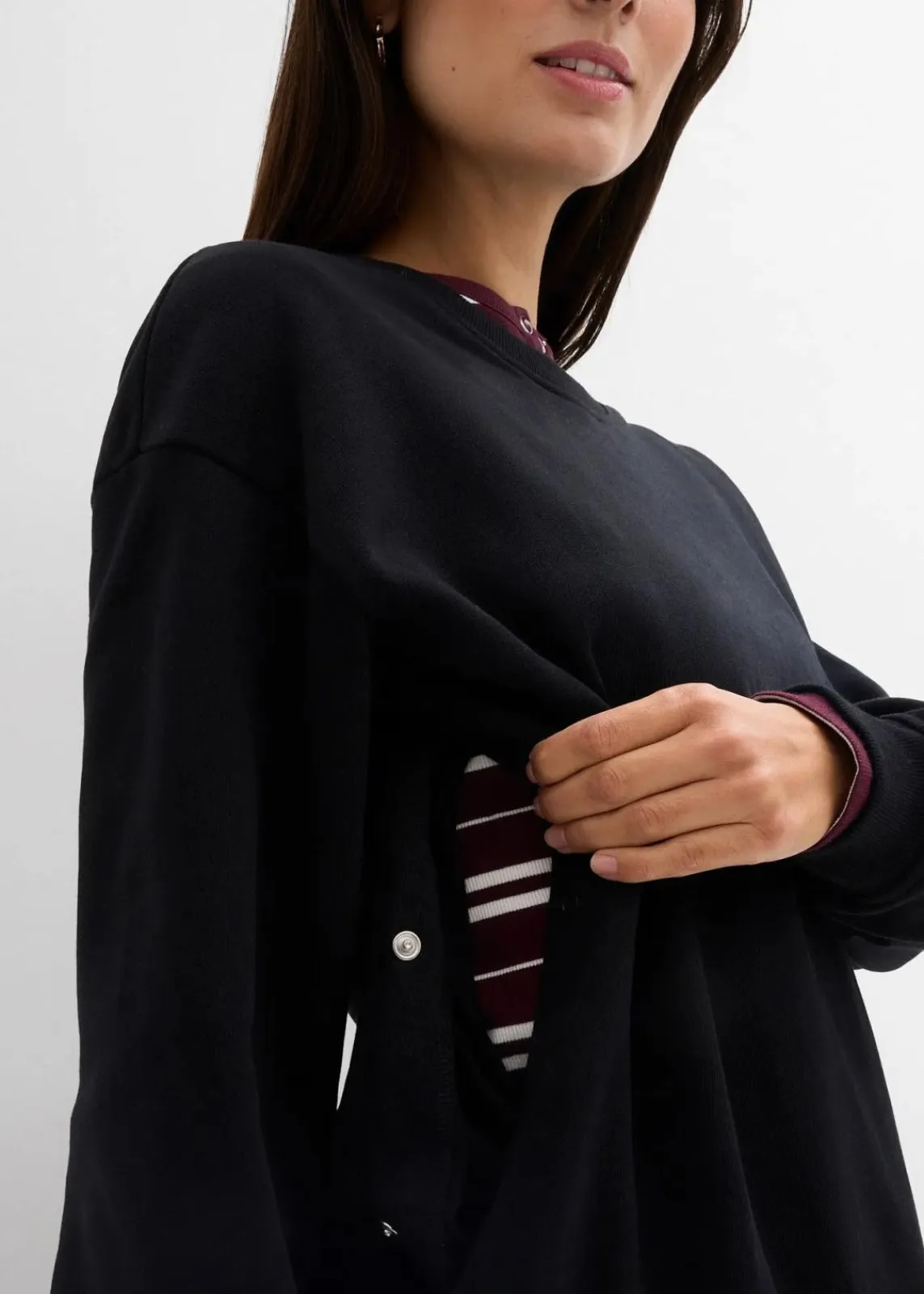 bonprix Bekleidung·Blazer|Umstandsmode^2-in-1 Umstands- und Still-Sweatshirt aus reiner Bio-Baumwolle schwarz