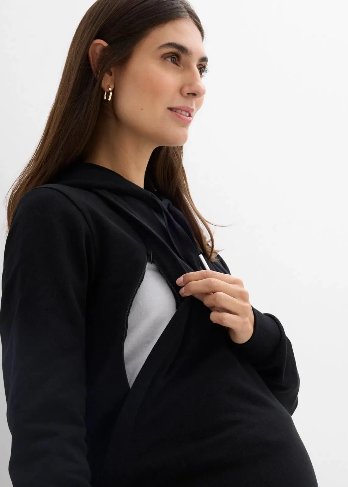 bonprix Bekleidung·Blazer|Nachhaltigere Materialien^2-in-1 Umstands- und Stillsweatshirt aus reiner Bio-Baumwolle schwarz