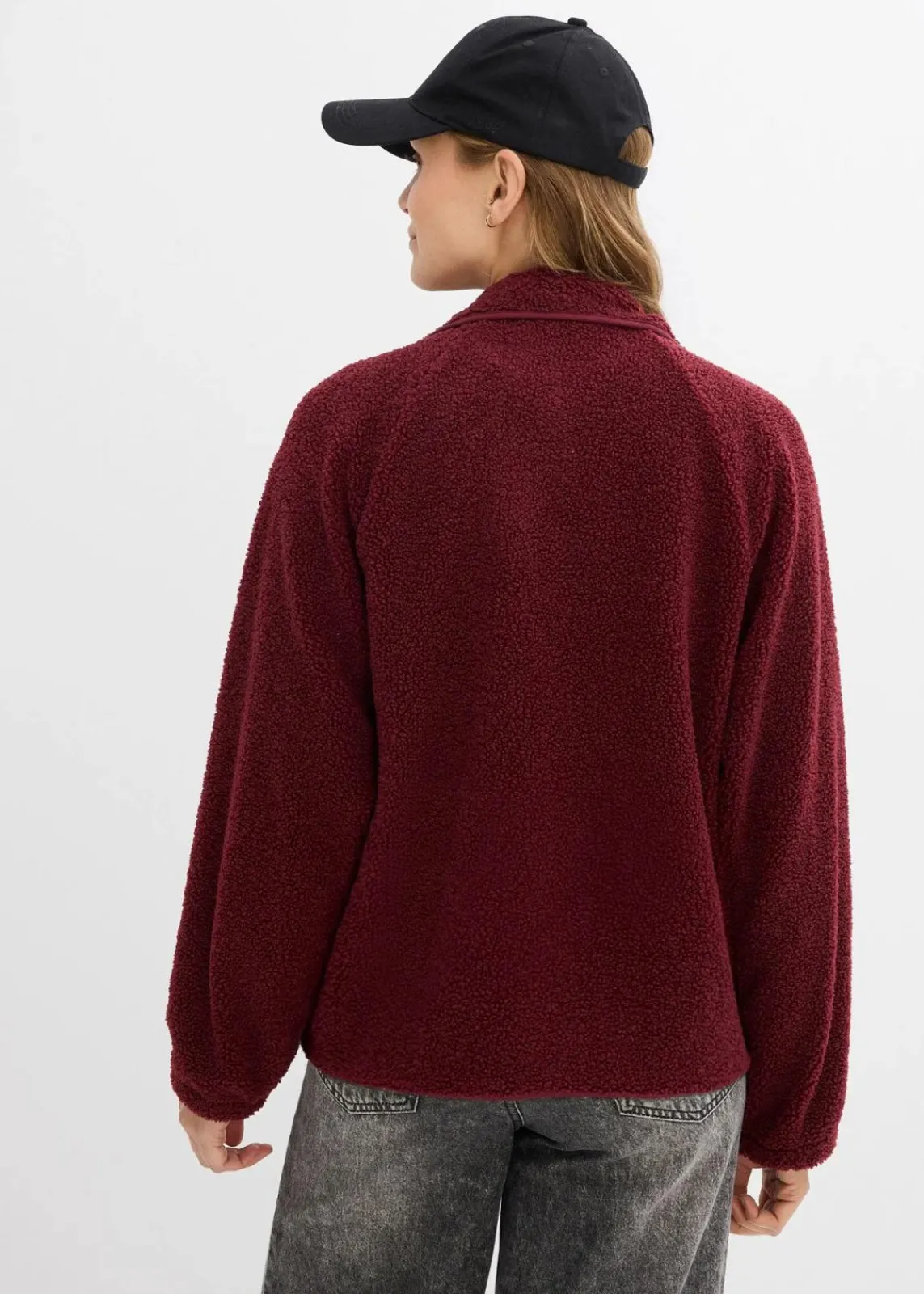 bonprix Bekleidung·Blazer|Umstandsmode^3-in-1 Umstands- und Tragejacke aus Teddyfleece dunkelbeere