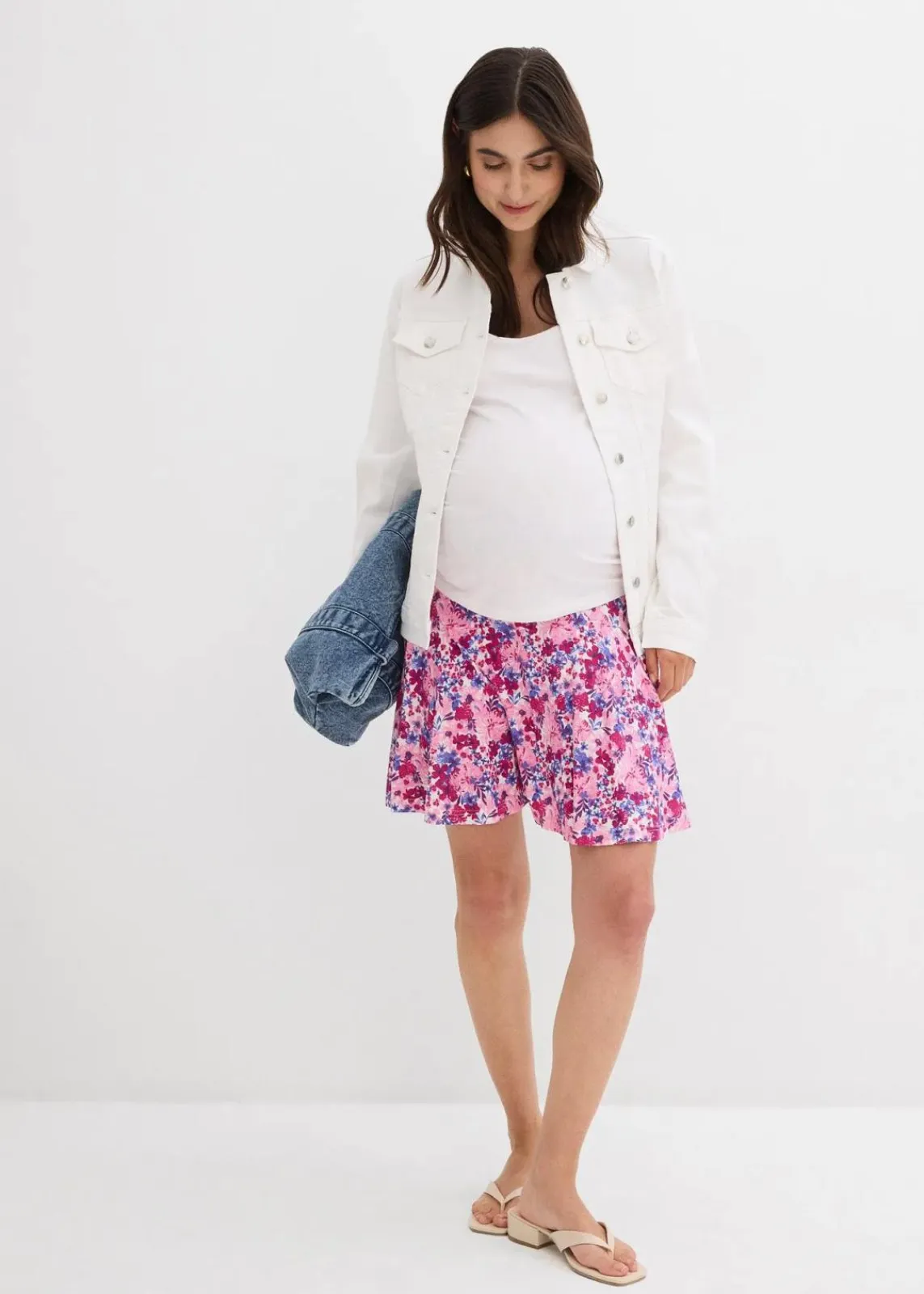 bonprix Bekleidung·Blazer|Umstandsmode^2-in-1 Umstandshosenrock aus Jersey fuchsiapink geblümt