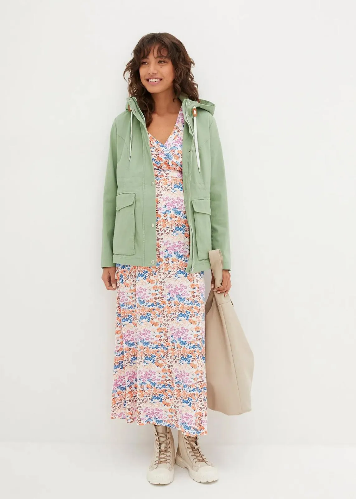bonprix Bekleidung·Blazer|Umstandsmode^3-in-1 Umstandsjacke mit Trageeinsatz moosgrün/weiß