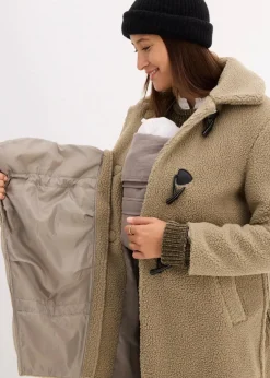 bonprix Bekleidung·Blazer|Umstandsmode^3-in-1 Umstandsmantel mit Trageeinsatz aus Teddyfleece new khaki