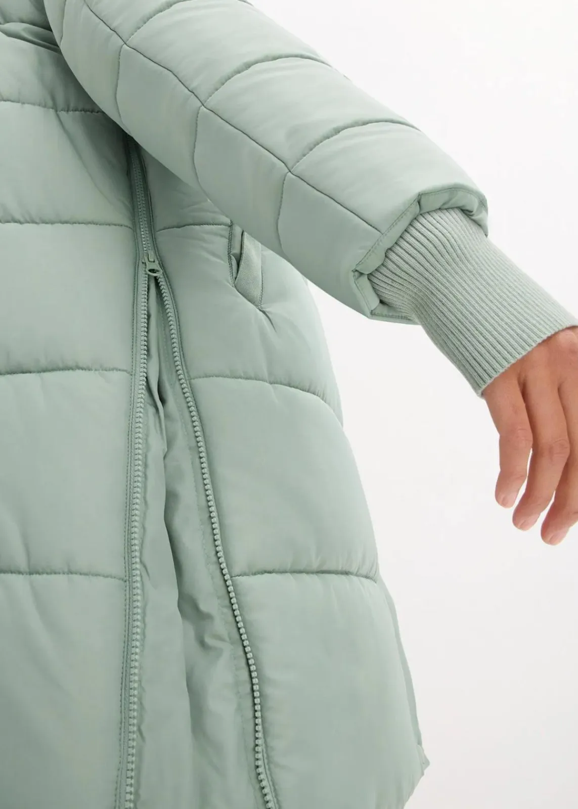 bonprix Nachhaltigere Materialien|Umstandsmode^3-in-1 Umstandsmantel mit Trageeinsatz rauchgrün