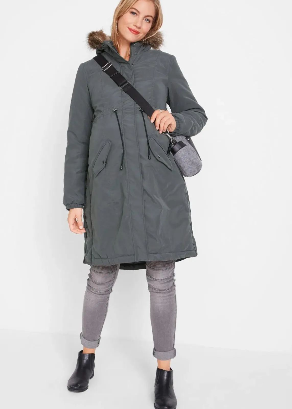 bonprix Umstandsmode|Bekleidung·Blazer^3-in-1 Umstandsparka mit Trageeinsatz anthrazit