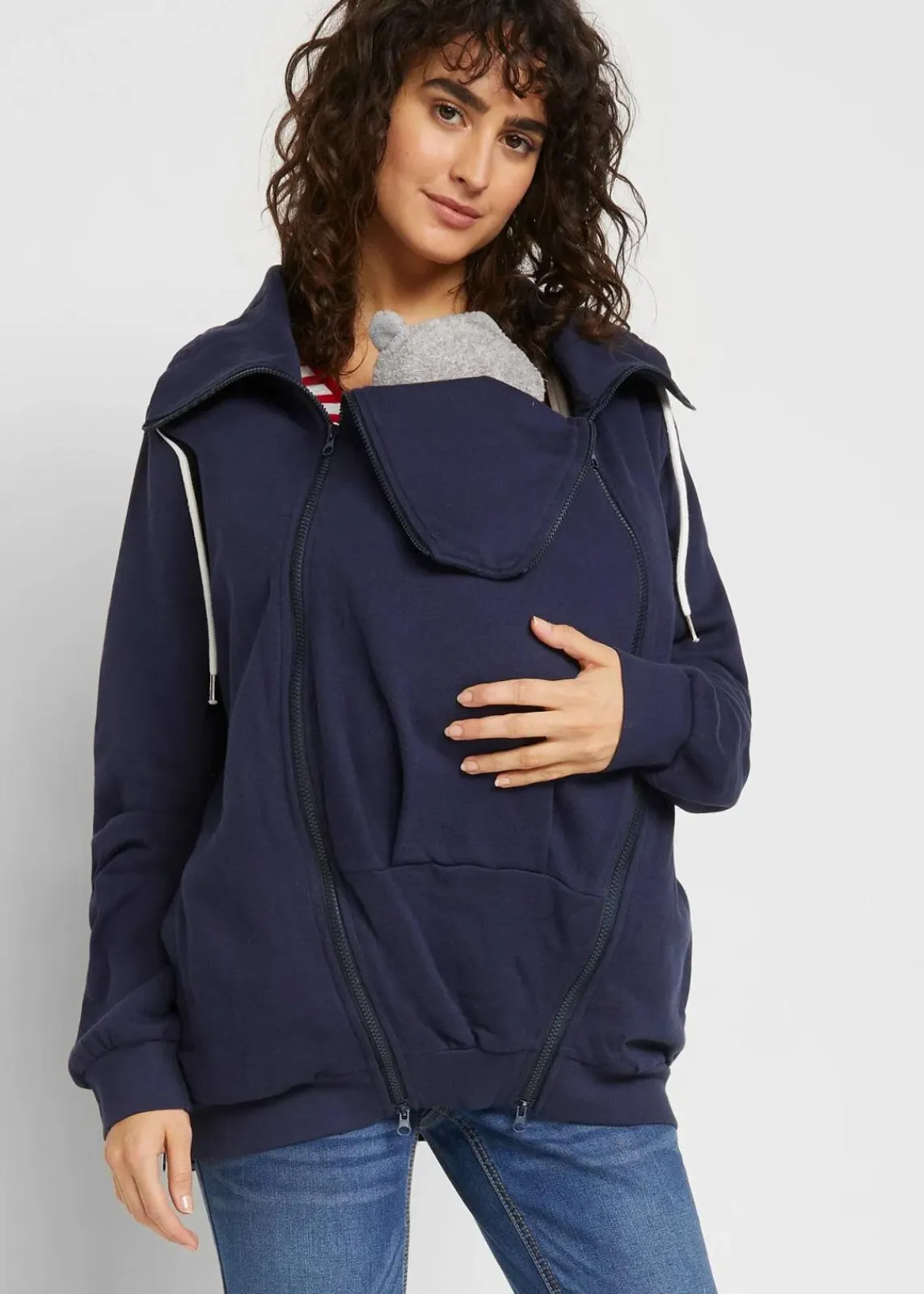 bonprix Bekleidung·Blazer|Umstandsmode^3-in-1 Umstands-Sweatjacke und Tragejacke dunkelblau