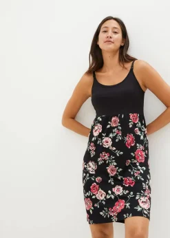 bonprix Bekleidung·Blazer|Umstandsmode^2-in-1 Umstands-und Stillkleid aus Viskose schwarz geblümt