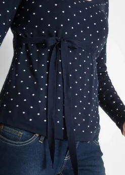 bonprix Bekleidung·Blazer|Umstandsmode^2-in-1 Umstands-und Stillpullover aus Feinstrick dunkelblau gepunktet