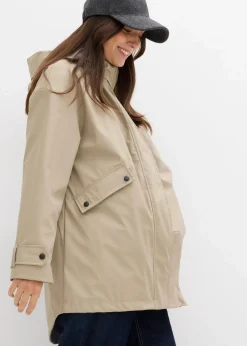 bonprix Bekleidung·Blazer|Umstandsmode^6-in-1 wasserabweisende Umstandsjacke mit Trageeinsatz und herausnehmbarer Fleecejacke beige/schwarz