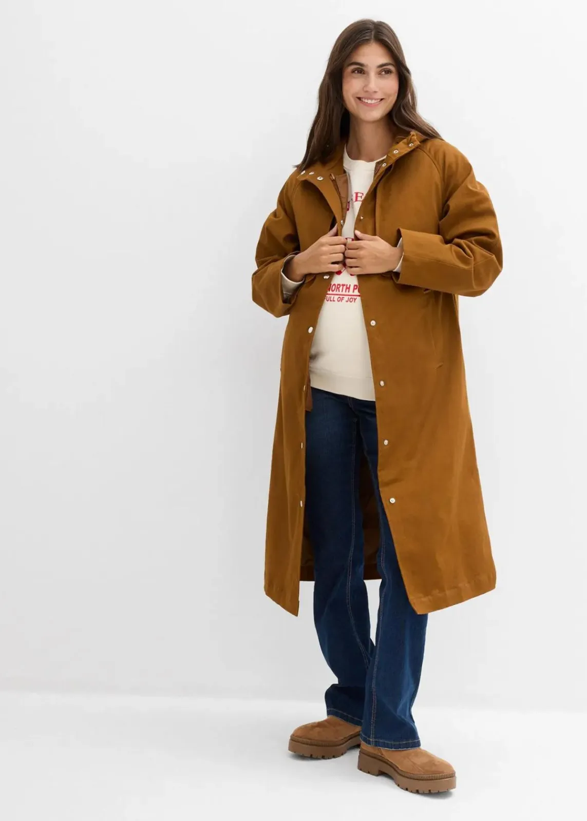 bonprix Bekleidung·Blazer|Umstandsmode^6-in-1 wasserabweisender Umstandsmantel mit Trageeinsatz mit herausnehmbarer Innenweste nougat