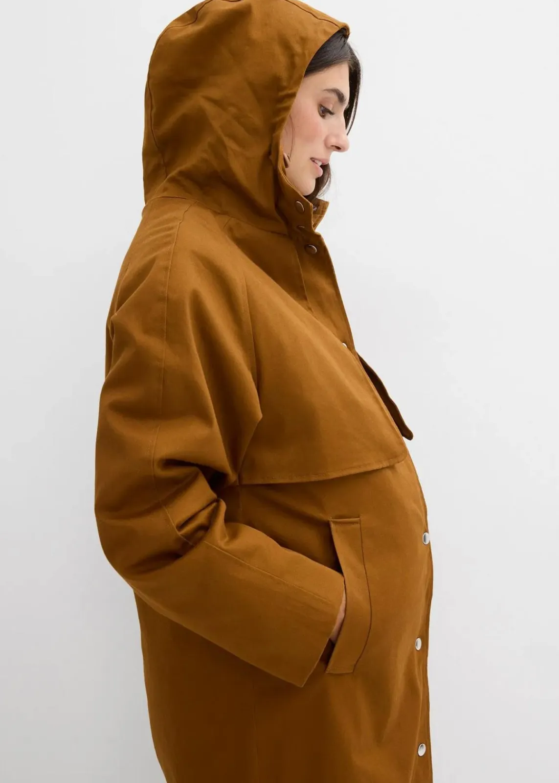 bonprix Bekleidung·Blazer|Umstandsmode^6-in-1 wasserabweisender Umstandsmantel mit Trageeinsatz mit herausnehmbarer Innenweste nougat