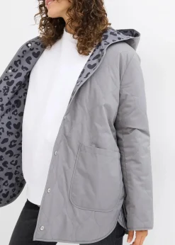 bonprix Bekleidung·Blazer|Umstandsmode^4-in-1 Wende-Umstandsjacke mit Tragefunktion rauchgrau+leo bedruckt