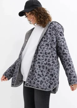 bonprix Bekleidung·Blazer|Umstandsmode^4-in-1 Wende-Umstandsjacke mit Tragefunktion rauchgrau+leo bedruckt