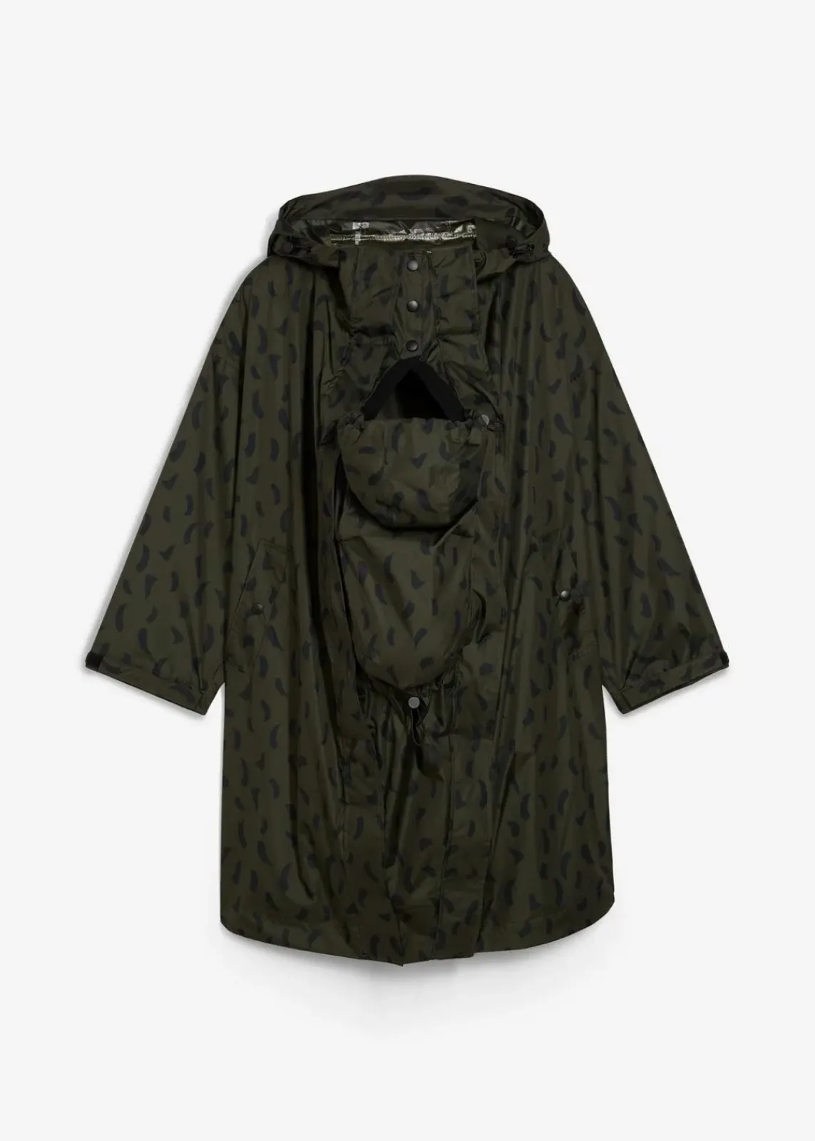 bonprix Bekleidung·Blazer|Umstandsmode^3-in-1 wetterfestes Umstands-Regencape mit Trageeinsatz mit Beutel tiefoliv/schwarz