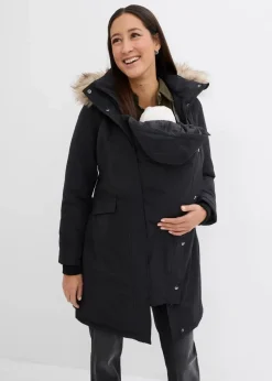 bonprix Bekleidung·Blazer|Nachhaltigere Materialien^3-in-1 wind-und wasserdichter Umstandsmantel mit Trageeinsatz schwarz