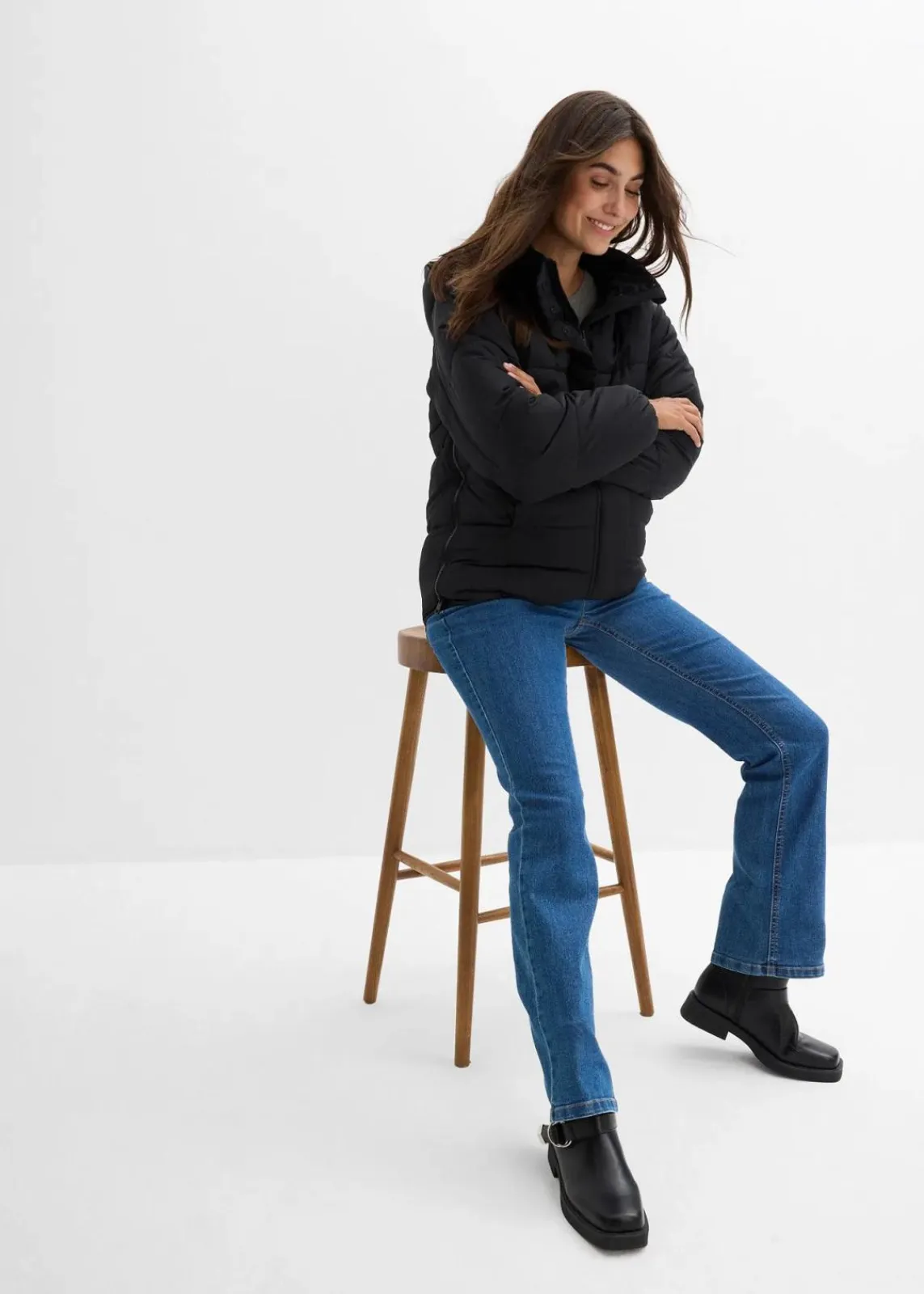 bonprix Bekleidung·Blazer|Umstandsmode^3-in-1-Umstands-Pufferjacke mit Trageeinsatz, wasserabweisend schwarz