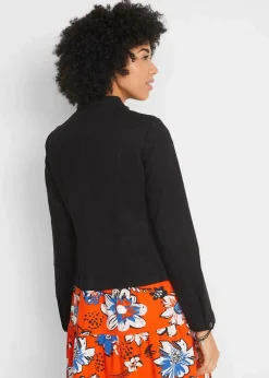 bonprix Bekleidung·Hosen|Jacken & Mäntel^Jacke aus Baumwoll-Twill mit seitlichen Stretcheinsätzen schwarz