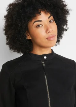 bonprix Bekleidung·Hosen|Jacken & Mäntel^Jacke aus Baumwoll-Twill mit seitlichen Stretcheinsätzen schwarz