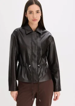 bonprix Bekleidung·Hosen|Jacken & Mäntel^Jacke aus Lacklederimitat dunkelbraun