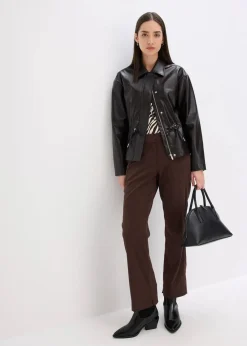 bonprix Bekleidung·Hosen|Jacken & Mäntel^Jacke aus Lacklederimitat dunkelbraun