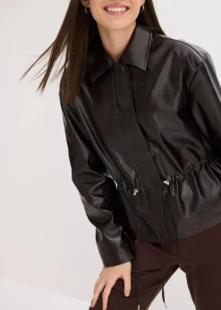 bonprix Bekleidung·Hosen|Jacken & Mäntel^Jacke aus Lacklederimitat dunkelbraun