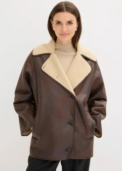 bonprix Bekleidung·Hosen|Jacken & Mäntel^Jacke aus Lammfellimitat braun