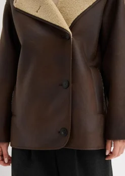 bonprix Bekleidung·Hosen|Jacken & Mäntel^Jacke aus Lammfellimitat braun