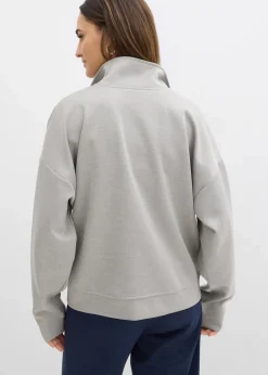 bonprix Bekleidung·Röcke|Basics^Jacke in Scuba Qualität mit Reißverschluss hellgrau meliert meliert