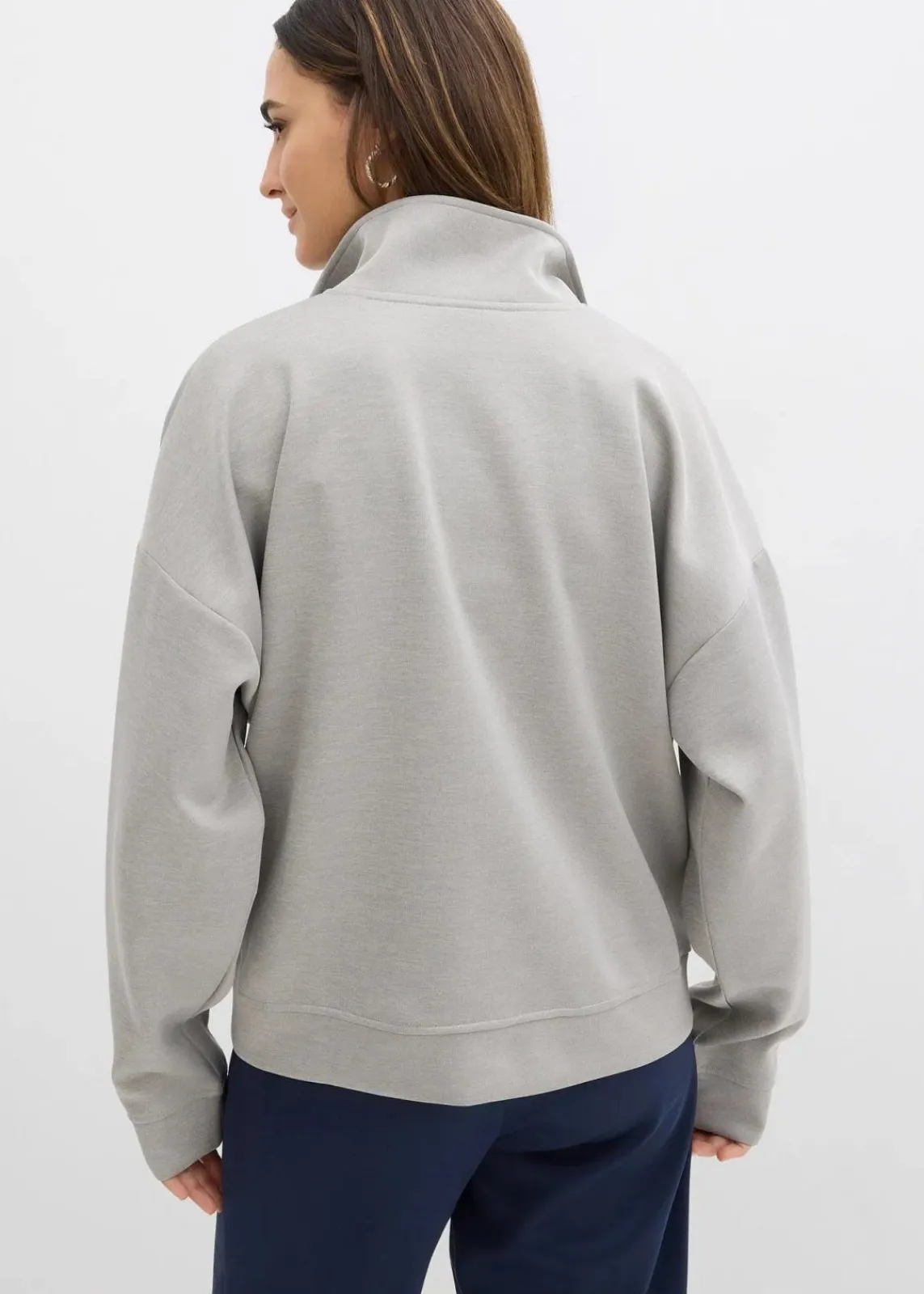 bonprix Bekleidung·Röcke|Basics^Jacke in Scuba Qualität mit Reißverschluss hellgrau meliert meliert