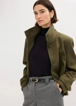 bonprix Jacken & Mäntel|Bekleidung·Hosen^Jacke in Wolloptik dunkeloliv