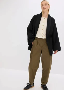 bonprix Bekleidung·Hosen|Jacken & Mäntel^Jacke in Wolloptik schwarz