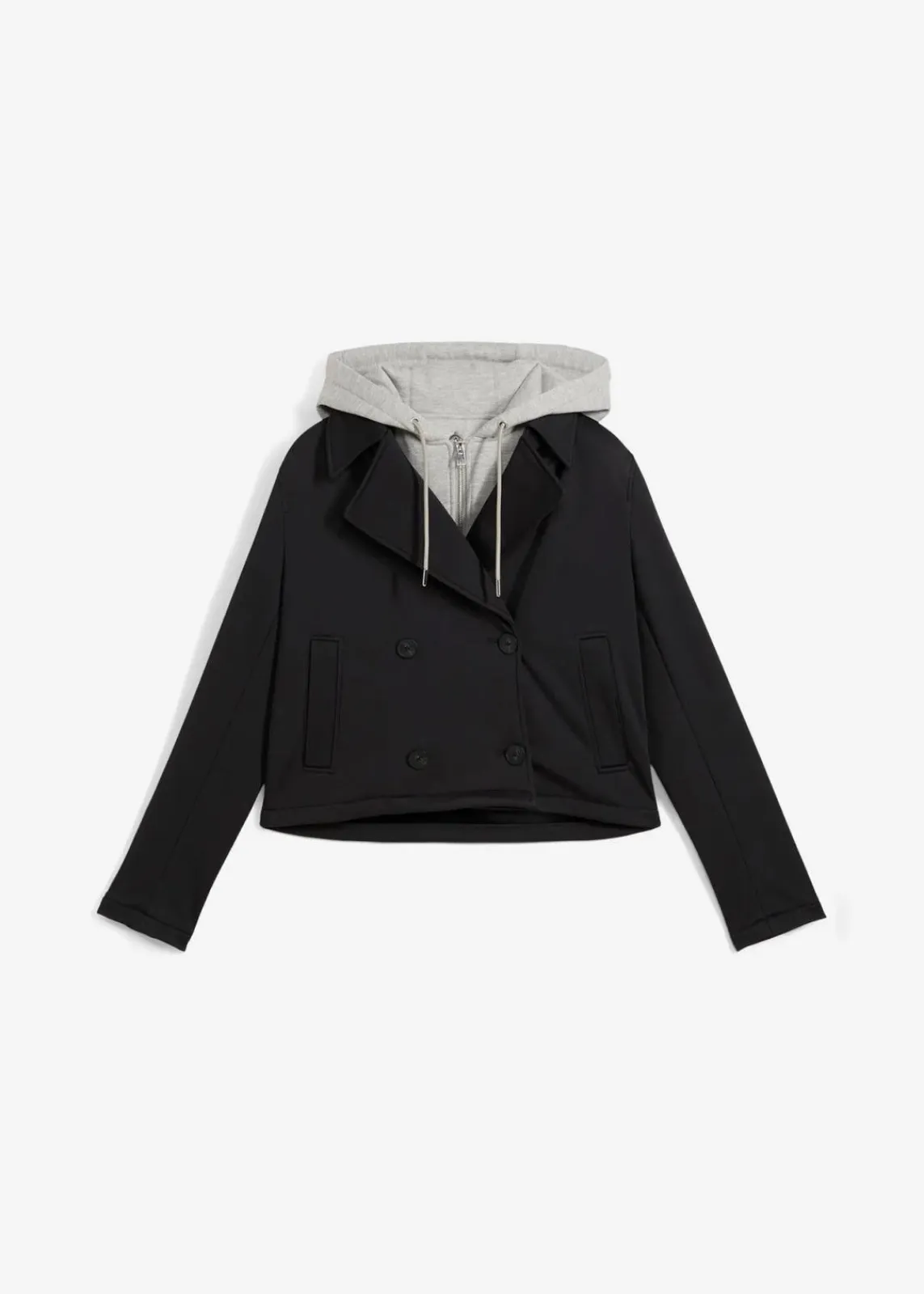 bonprix Jacken & Mäntel^Jacke mit abgesetzter Kapuze schwarz