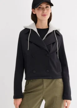 bonprix Jacken & Mäntel^Jacke mit abgesetzter Kapuze schwarz