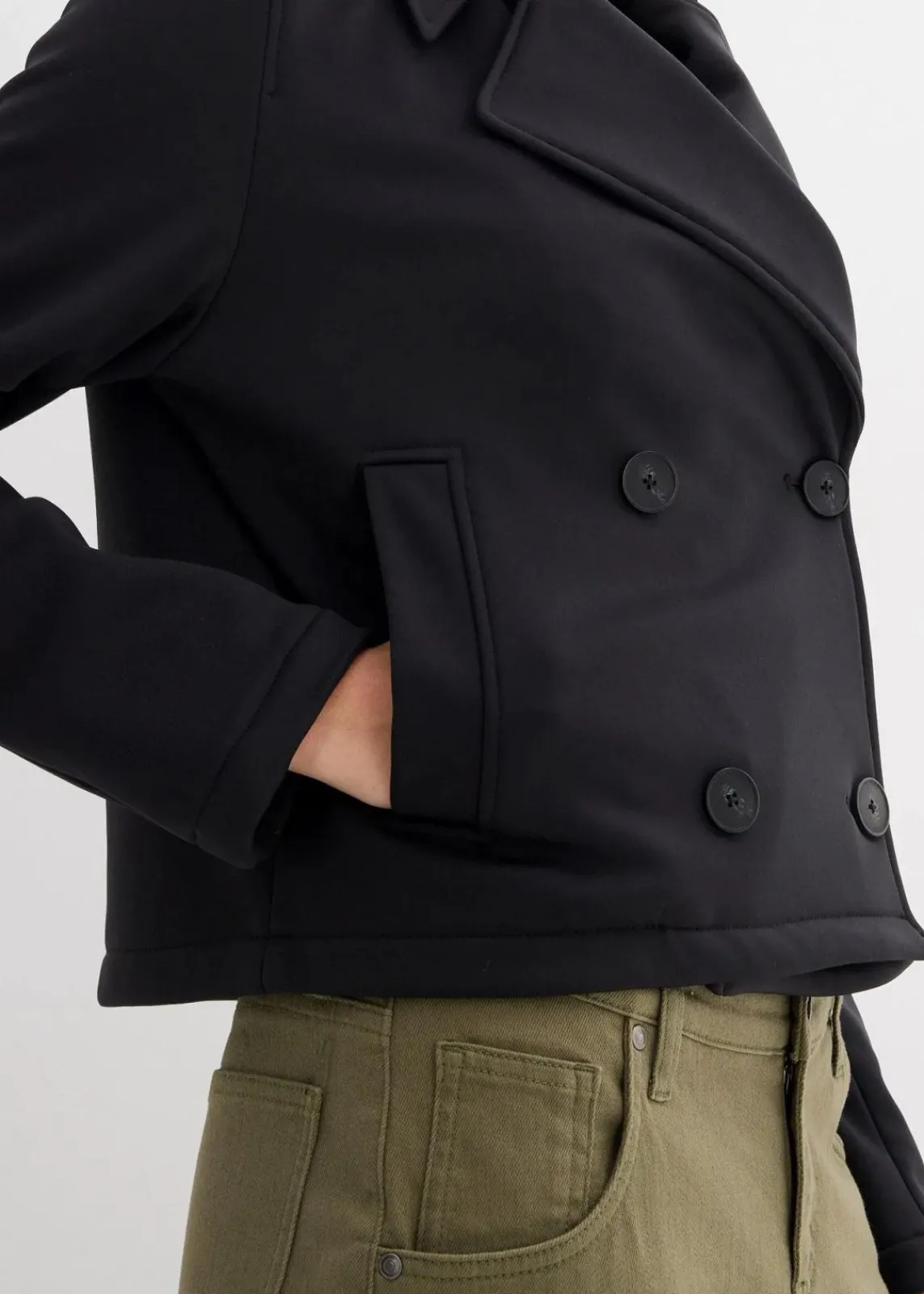 bonprix Jacken & Mäntel^Jacke mit abgesetzter Kapuze schwarz
