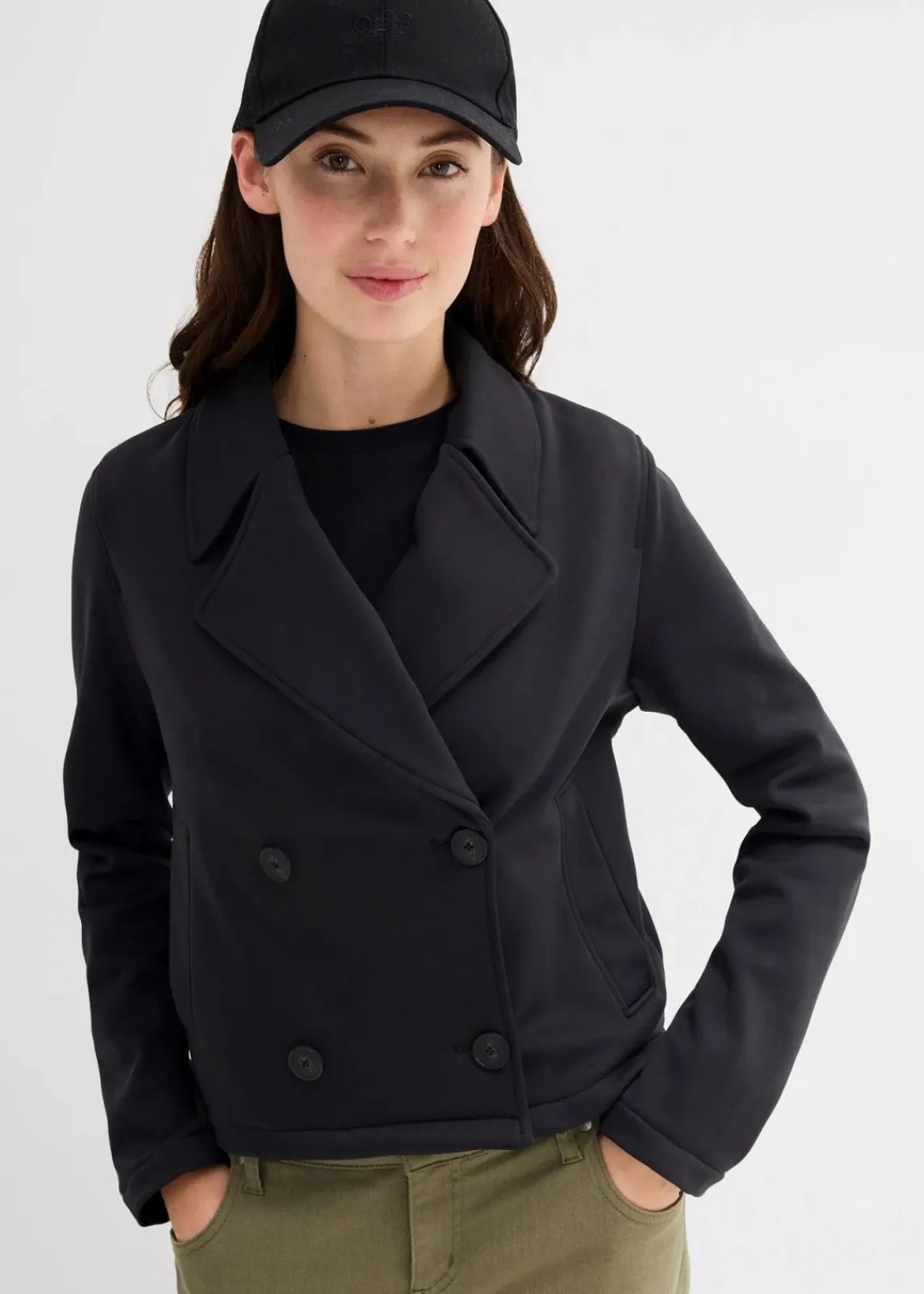 bonprix Jacken & Mäntel^Jacke mit abgesetzter Kapuze schwarz
