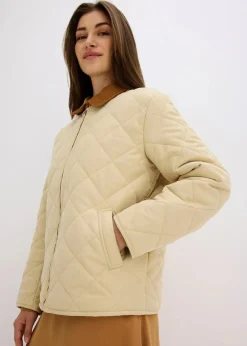bonprix Bekleidung·Hosen|Jacken & Mäntel^Jacke mit Diamantsteppung grünbeige