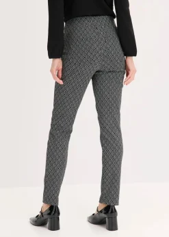 bonprix Bekleidung·Kleider|Hosen^Jacquard Schlupfhose mit Schließendetail schwarz/wollweiß graphisch