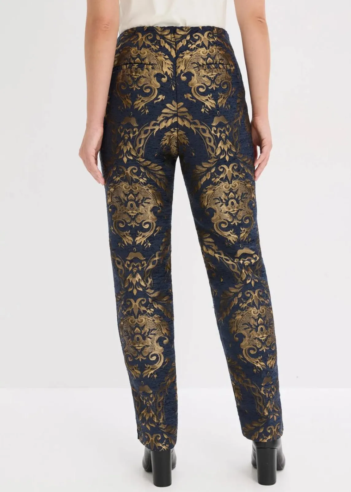 bonprix Festliche Mode|Hosen^Jacquard-Hose blau/gold