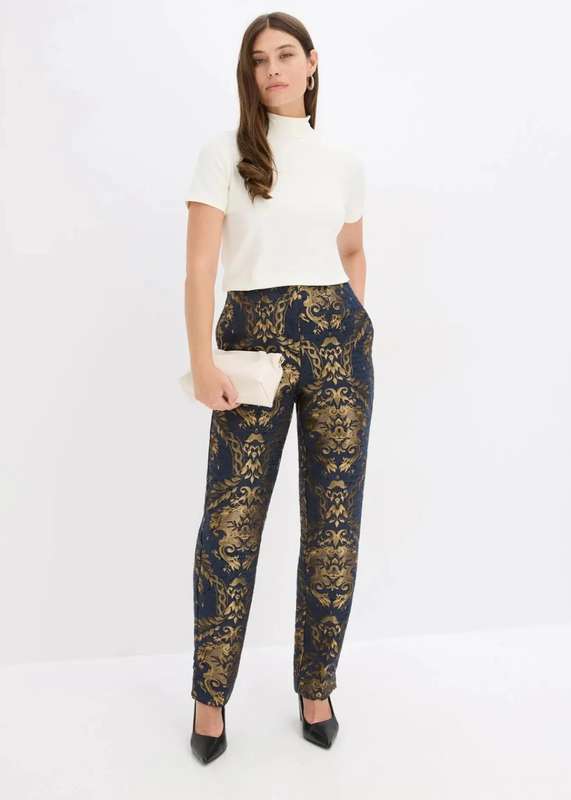 bonprix Festliche Mode|Hosen^Jacquard-Hose blau/gold