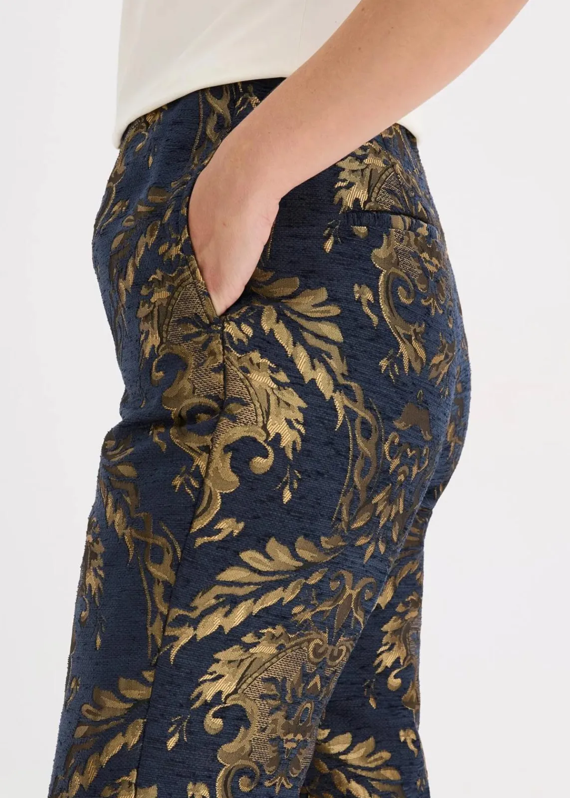 bonprix Festliche Mode|Hosen^Jacquard-Hose blau/gold