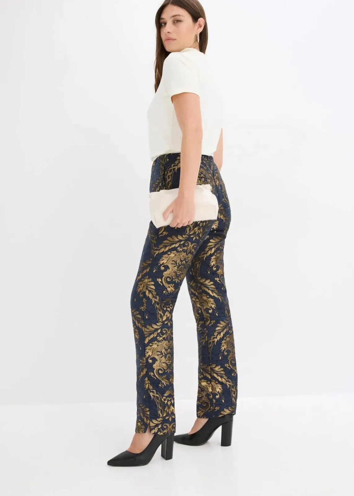 bonprix Festliche Mode|Hosen^Jacquard-Hose blau/gold