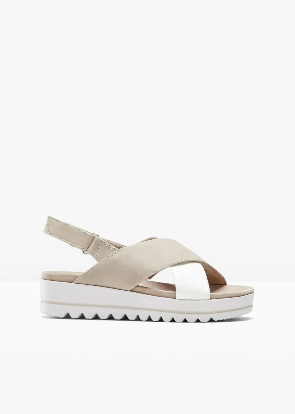 Jana High Heels|Komfortschuhe^Komfort-Plateau-Sandalen in bequemer Weite taupe/weiß