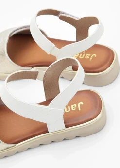 Jana High Heels|Komfortschuhe^Komfort-Sandalen in bequemer Weite weiß/champagner metallic