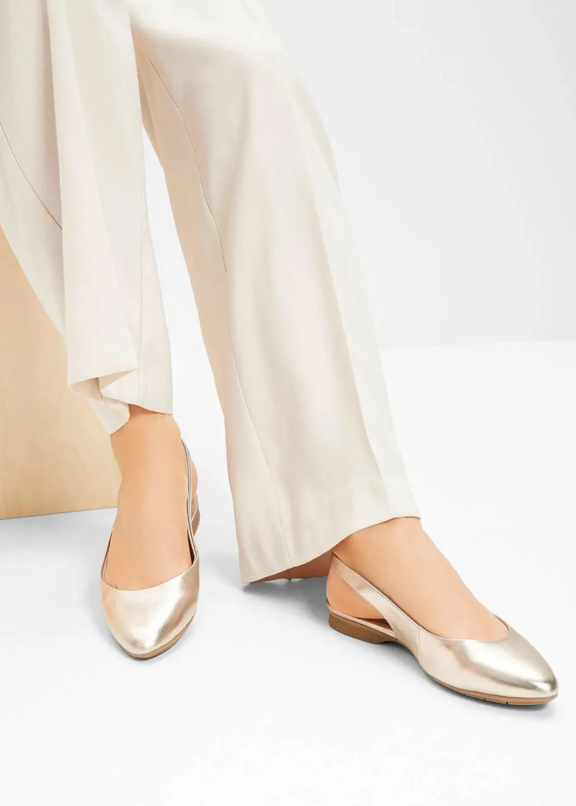 Jana Schuhe & Accessoires In Spezialgrößen·Weite Schuhe|Sommerschuhe^Komfort-Sling-Ballerinas in bequemer Weite gold metallic
