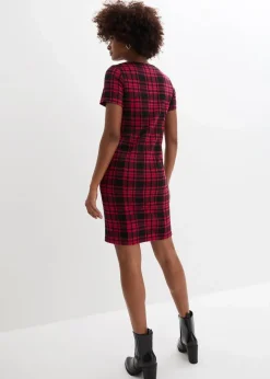 bonprix Kleider|Bekleidung·Pullover & Strickjacken^Jaquardkleid mit dekorativen Nieten granatrot/schwarz kariert